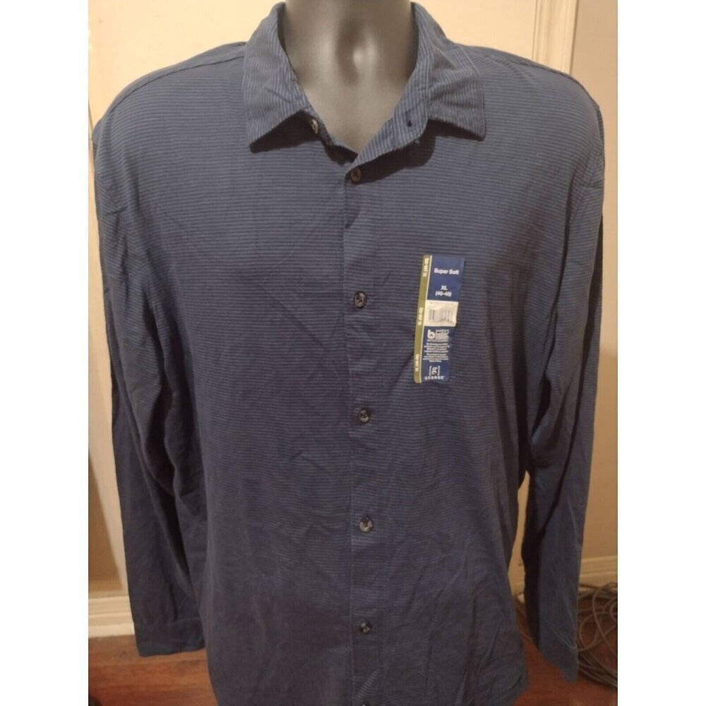 George men’s flannel long sleeve SUPER SOFT Blue Button Shirt shirt XL NWT NEW